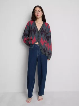 Blugi din denim de bumbac, cu talie înaltă și croi conic