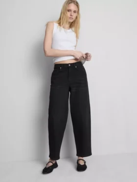 Blugi din denim de bumbac, cu talie înaltă și croi conic