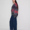 Blugi din denim de bumbac, cu talie înaltă și croi conic Blugi din denim de bumbac, cu talie înaltă și croi conic