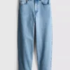 Blugi din denim de bumbac, cu talie înaltă și croi conic Blugi din denim de bumbac, cu talie înaltă și croi conic