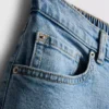 Blugi din denim de bumbac, cu talie înaltă și croi conic Blugi din denim de bumbac, cu talie înaltă și croi conic