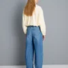 Blugi din denim de bumbac de calitate superioară, cu croi evazat Blugi din denim de bumbac de calitate superioară, cu croi evazat