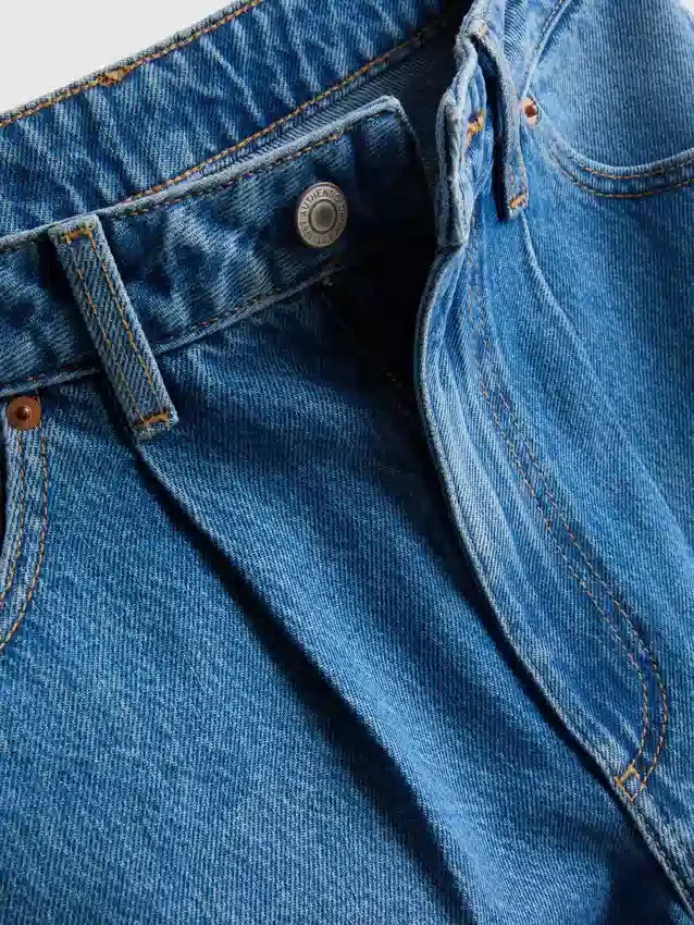 Blugi din denim de bumbac de calitate superioară, cu croi evazat Blugi din denim de bumbac de calitate superioară, cu croi evazat