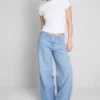 Blugi din denim de bumbac, talie medie, croi larg Blugi din denim de bumbac, talie medie, croi larg