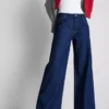 Blugi din denim de bumbac, talie medie, croi larg Blugi din denim de bumbac, talie medie, croi larg