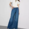 Blugi din denim de bumbac, talie medie, croi larg Blugi din denim de bumbac, talie medie, croi larg
