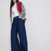 Blugi din denim de bumbac, talie medie, croi larg Blugi din denim de bumbac, talie medie, croi larg