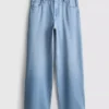 Blugi din denim de bumbac, talie medie, croi larg Blugi din denim de bumbac, talie medie, croi larg