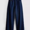 Blugi din denim de bumbac, talie medie, croi larg Blugi din denim de bumbac, talie medie, croi larg