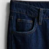 Blugi din denim de bumbac, talie medie, croi larg Blugi din denim de bumbac, talie medie, croi larg