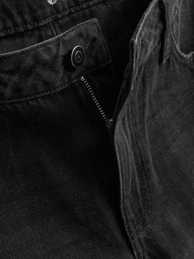 Blugi din denim de bumbac, talie medie, croi larg Blugi din denim de bumbac, talie medie, croi larg