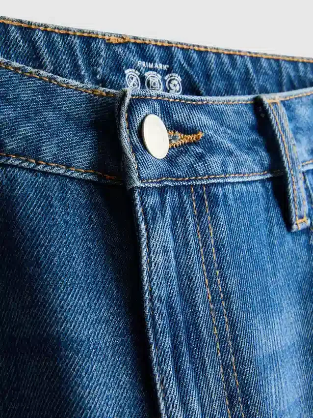 Blugi din denim de bumbac, talie medie, croi larg Blugi din denim de bumbac, talie medie, croi larg