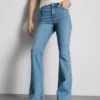 Blugi din denim de bumbac, talie medie, evazați Blugi din denim de bumbac, talie medie, evazați