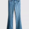 Blugi din denim de bumbac, talie medie, evazați Blugi din denim de bumbac, talie medie, evazați