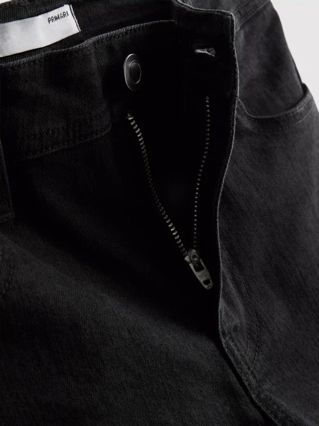 Blugi din denim de bumbac, talie medie, evazați Blugi din denim de bumbac, talie medie, evazați