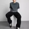 Blugi largi cu talie medie Blugi largi cu talie medie