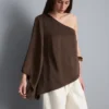 Bluză asimetrică din satin, cu un singur umăr Bluză asimetrică din satin, cu un singur umăr