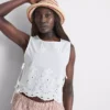 Bluză cu broderie și legături laterale Bluză cu broderie și legături laterale