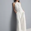 Bluză cu guler halter, texturată, cu nasturi Bluză cu guler halter, texturată, cu nasturi