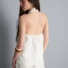 Bluză cu guler halter, texturată, cu nasturi Bluză cu guler halter, texturată, cu nasturi