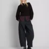 Bluză cu mâneci lungi, guler barcă și pliuri