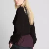 Bluză cu mâneci lungi, guler barcă și pliuri