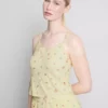 Bluză de pijama cu bretele, cu model floral și nervuri Bluză de pijama cu bretele, cu model floral și nervuri