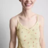 Bluză de pijama cu bretele, cu model floral și nervuri Bluză de pijama cu bretele, cu model floral și nervuri
