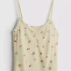 Bluză de pijama cu bretele, cu model floral și nervuri Bluză de pijama cu bretele, cu model floral și nervuri