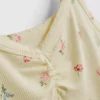Bluză de pijama cu bretele, cu model floral și nervuri Bluză de pijama cu bretele, cu model floral și nervuri