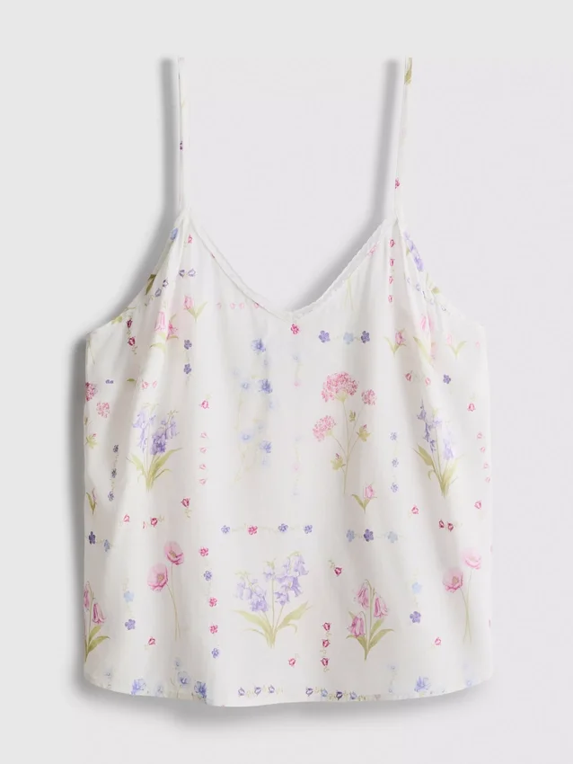 Bluză de pijama cu bretele și imprimeu floral Bluză de pijama cu bretele și imprimeu floral
