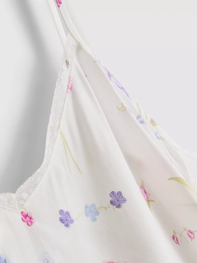 Bluză de pijama cu bretele și imprimeu floral Bluză de pijama cu bretele și imprimeu floral