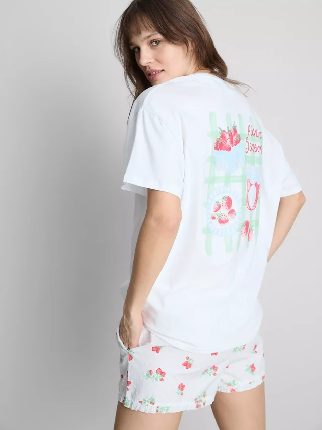 Bluză de pijama cu imprimeu grafic Bluză de pijama cu imprimeu grafic