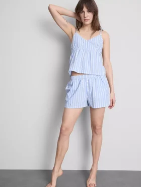 Bluză de pijama din bumbac cu dungi