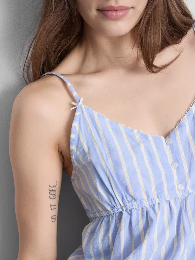 Bluză de pijama din bumbac cu dungi Bluză de pijama din bumbac cu dungi