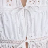 Bluză din bumbac cu broderie și nod în față Bluză din bumbac cu broderie și nod în față