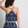 Bluză din bumbac cu decupaje și gât halter Bluză din bumbac cu decupaje și gât halter