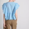 Bluză din bumbac cu mâneci festonate și broderie Bluză din bumbac cu mâneci festonate și broderie