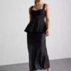 Bluză din crep cu decolteu în formă de inimă și peplum Bluză din crep cu decolteu în formă de inimă și peplum