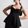 Bluză din crep cu decolteu în formă de inimă și peplum Bluză din crep cu decolteu în formă de inimă și peplum
