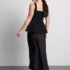 Bluză din crep cu decolteu în formă de inimă și peplum Bluză din crep cu decolteu în formă de inimă și peplum