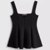 Bluză din crep cu decolteu în formă de inimă și peplum Bluză din crep cu decolteu în formă de inimă și peplum