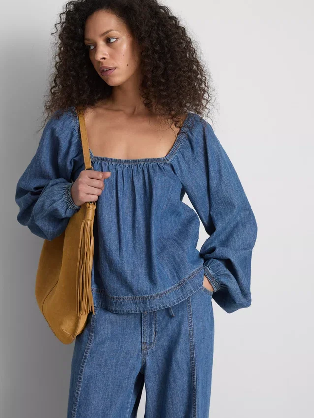 Bluză din denim cu mâneci bufante Paula Echevarría Bluză din denim cu mâneci bufante Paula Echevarría