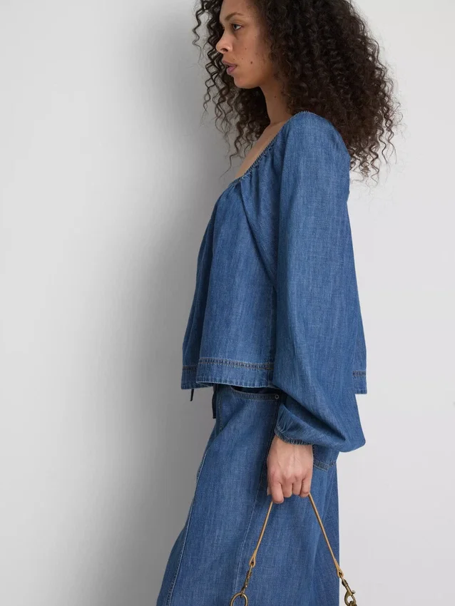 Bluză din denim cu mâneci bufante Paula Echevarría Bluză din denim cu mâneci bufante Paula Echevarría