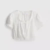 Bluză scurtă din poplin de bumbac cu mâneci bufante Bluză scurtă din poplin de bumbac cu mâneci bufante
