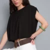 Bluză scurtă, drapată, cu conținut ridicat de modal Bluză scurtă, drapată, cu conținut ridicat de modal