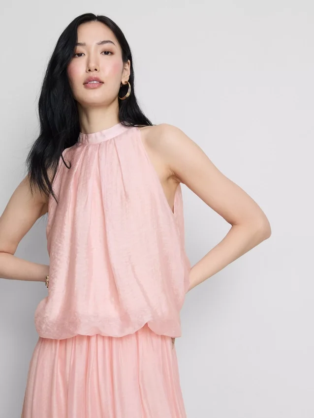 Bluza drapată cu gât halter și aerisire „The Edit” Bluza drapată cu gât halter și aerisire „The Edit”