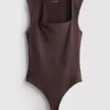 Body fără cusături cu guler pătrat Body fără cusături cu guler pătrat