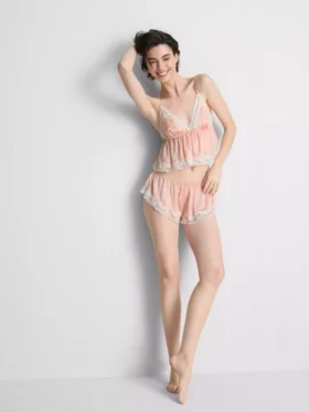 Bralette de mireasă din satin și dantelă, tip babydoll