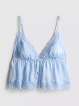 Bralette de mireasă din satin și dantelă, tip babydoll
